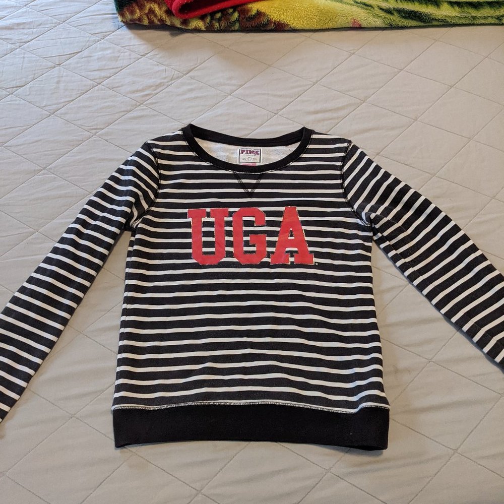 PINK Victoria's Secret UGA Striped Sweatshirt